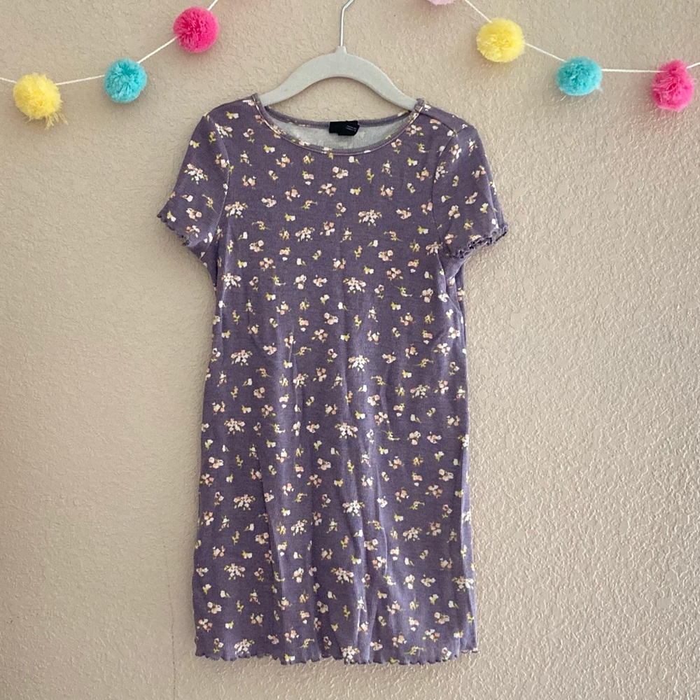 Purple Floral Print Dress
